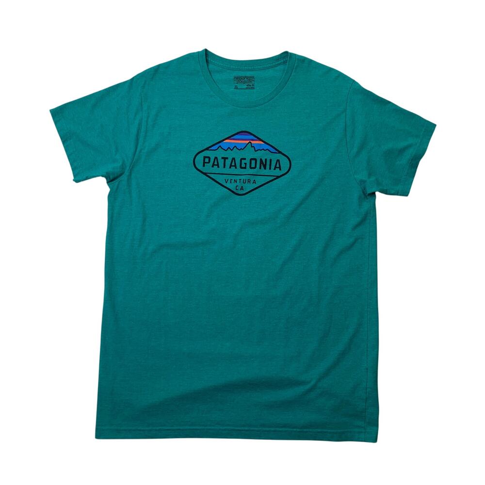 Patagonia T Shirt Mens XL Extra Large Slim Fit Bluegrass Fitz Roy Crest Tee